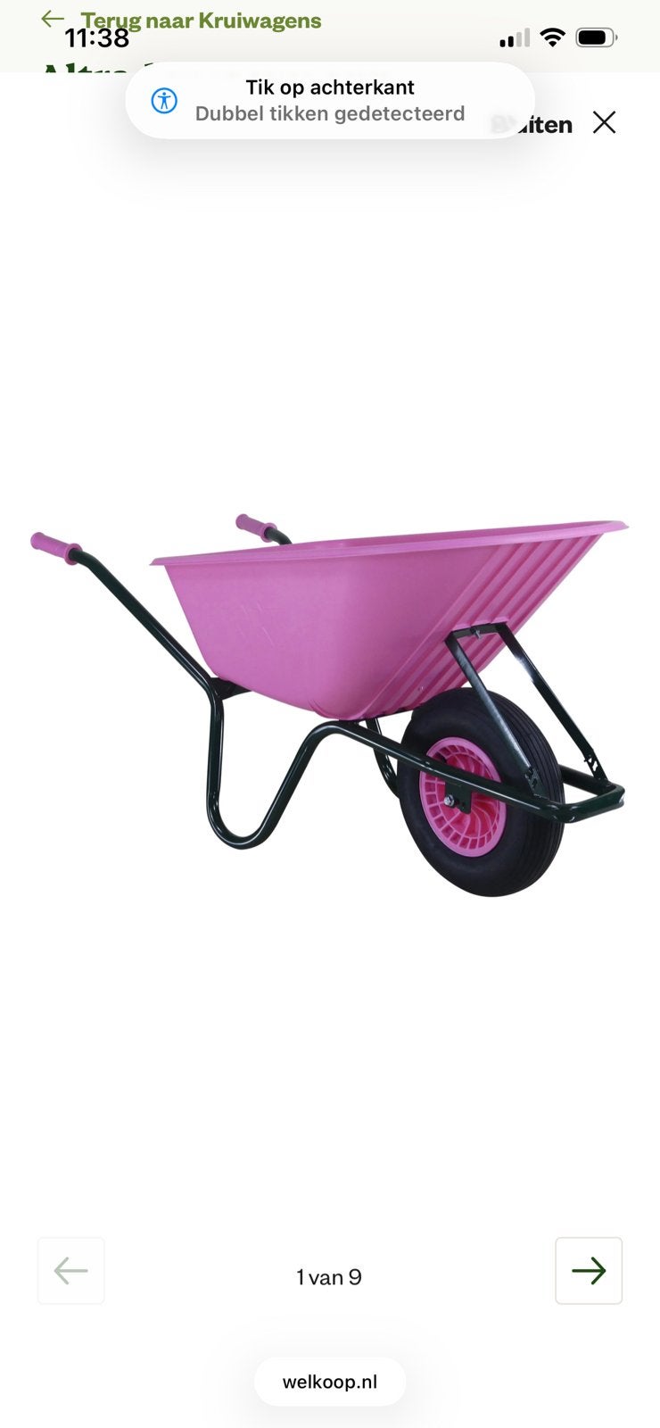 Roze kruiwagen met antilek band - Welkoop, Ophalen, Gebruikt, Handmatig