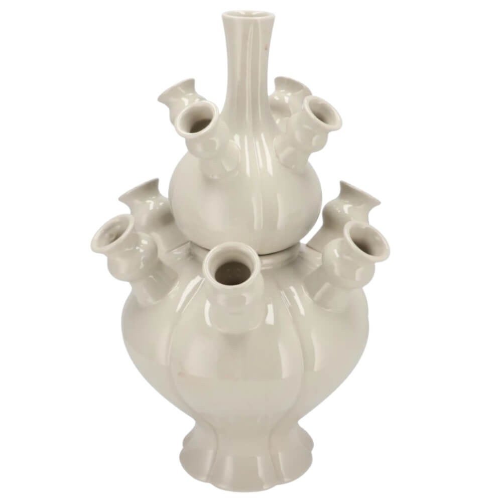 Tulpenvaas off white 2-delige vaas wit sale, Huis en Inrichting, Woonaccessoires | Vazen, Info@daankromhout.nl, Wit, Ophalen of Verzenden