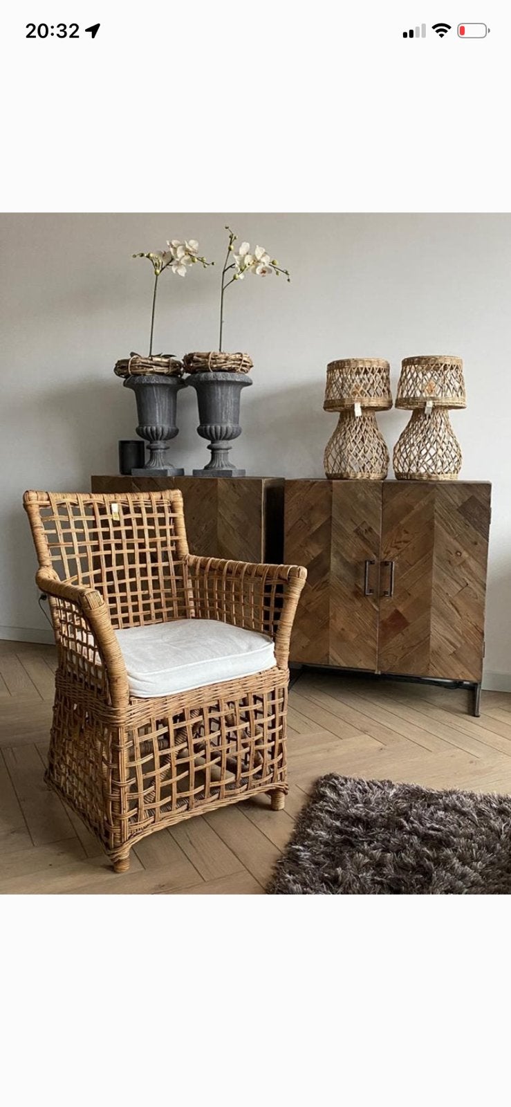 Riviera Maison rattan stoel, in zeer goede staat, Ophalen, Bruin, Riet of Rotan, Zo goed als nieuw