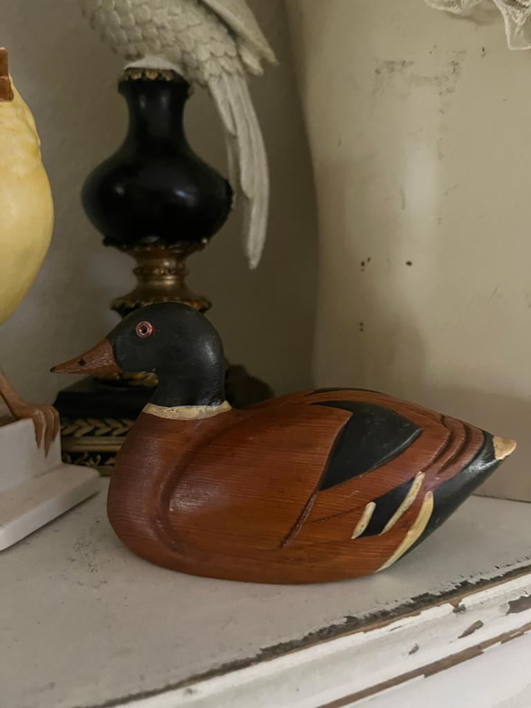 Set van twee oude houten eendjes, Verzamelen, Beelden en Beeldjes, Ophalen of Verzenden, Gebruikt, Dier
