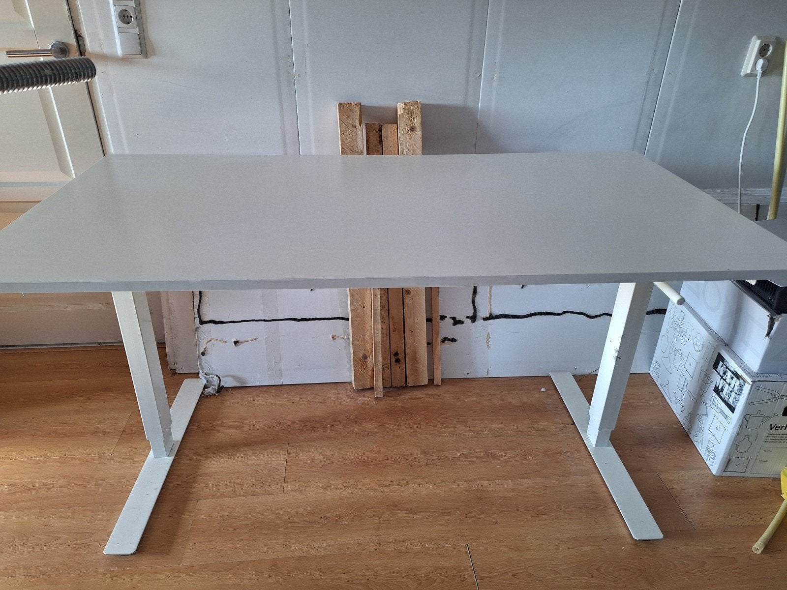 Ikea Bureau zit/sta, wit, 120x70 cm, Ophalen, Gebruikt, Spaanplaat of MDF, Overige merken