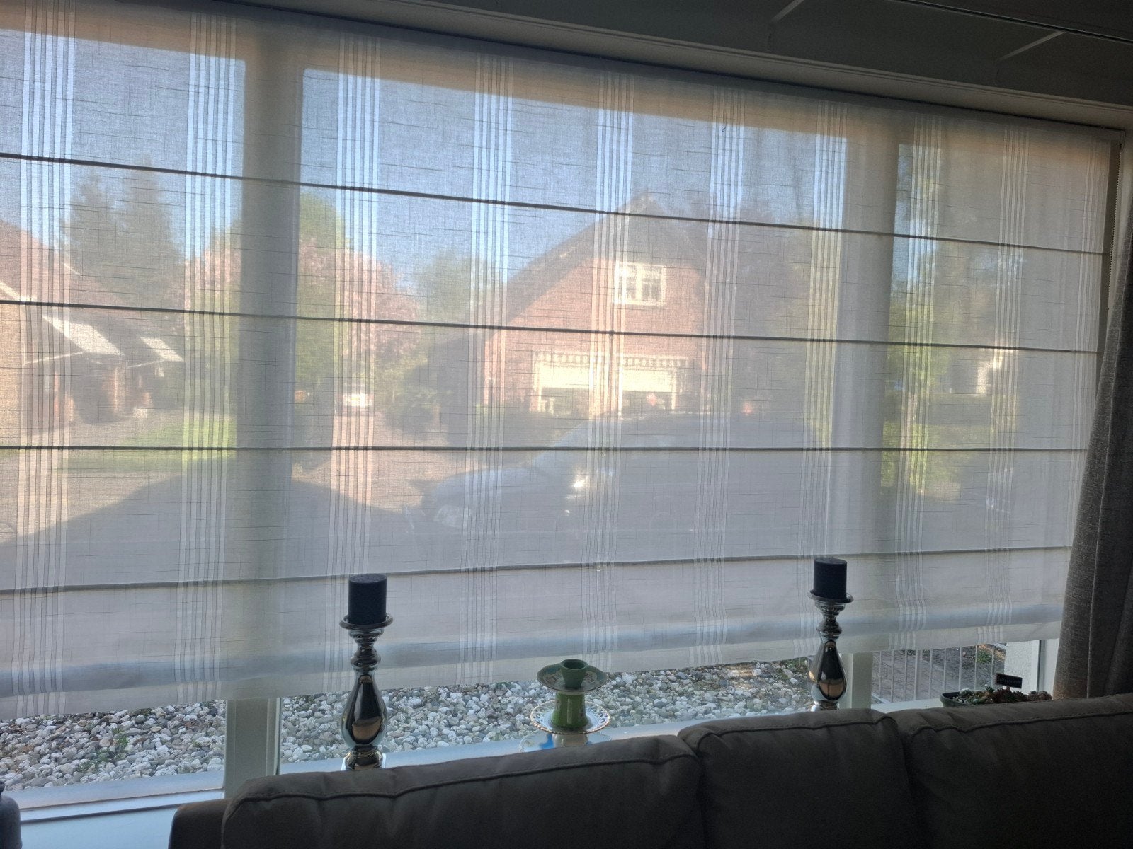 3x Lichtdoorlatend Vouwgordijnen - Wit/Crème, Ophalen, Gebruikt, Crème, Koordbediening