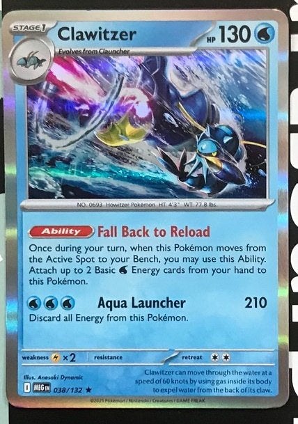 Pokemon - Clawitzer (MEG 038) - Holo rare.., Ophalen of Verzenden, Nieuw, Losse kaart, Foil