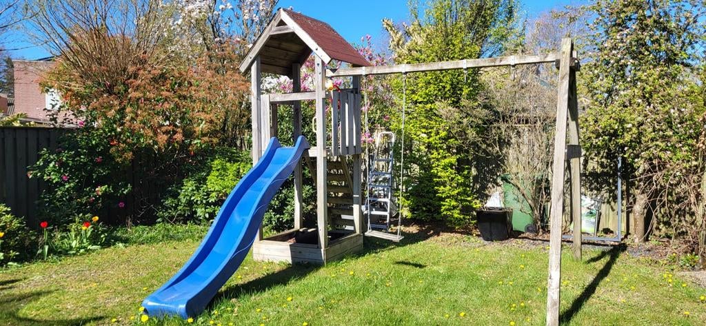 Wicky Houten Speeltoestel met Glijbaan en Schommels, Ophalen, Gebruikt, Schommel