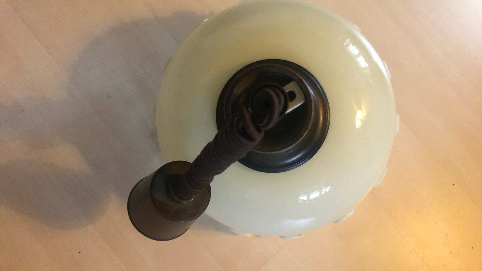 Vintage Hanglamp met Treksnoer - Melkglas, Ophalen of Verzenden, Gebruikt, Glas, E27 (groot)