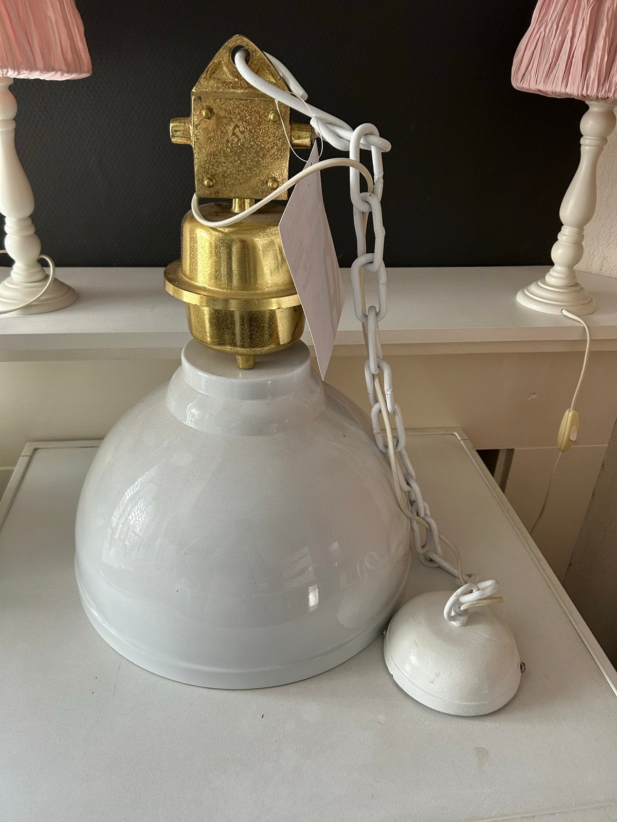 Nieuwe hanglamp wit met messing accenten, Ophalen, Nieuw, Metaal