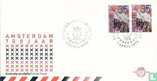 FDC E138 Amsterdam 700 jaar 1975 NL onbeschreven, Postzegels en Munten, Postzegels | Eerstedagenveloppen, Ophalen of Verzenden