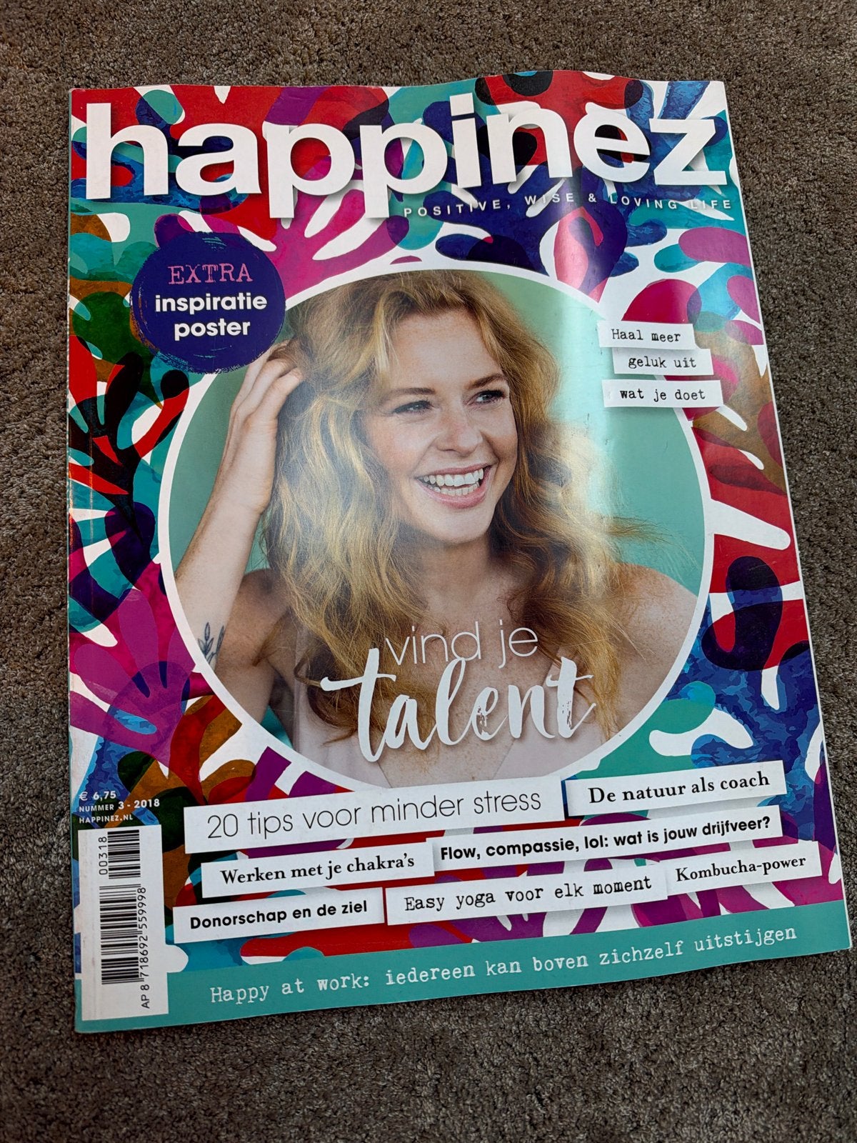Happinez Magazine - Nummer 3-2018 met inspiratieposter, Ophalen of Verzenden, Zo goed als nieuw, Lichaam en Geest
