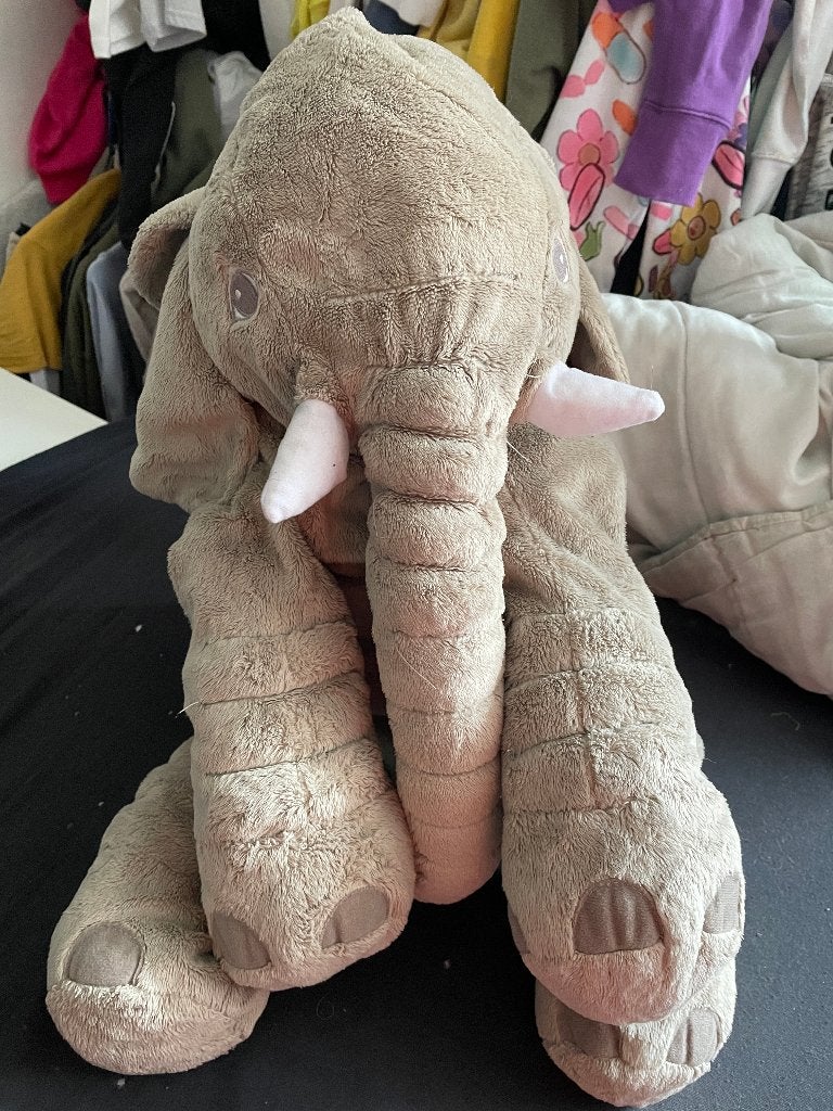 Grote knuffel - Olifant - Knuffel kussen - Pluche - Grijs, Ophalen of Verzenden