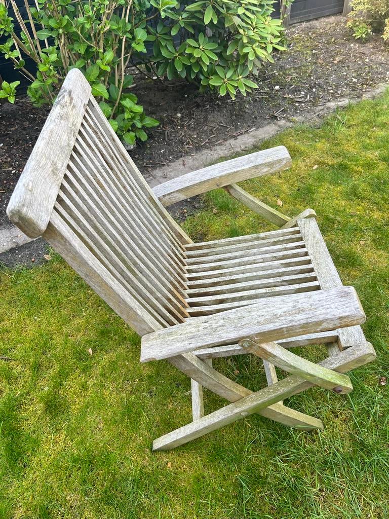 1 Teak houten stoel, Gebruikt, Eettafel, Teakhout, Tuinset