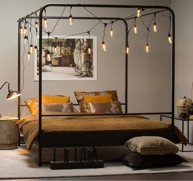 vtwonen Hemelbed Bunk 160x200 – Zwart, Huis en Inrichting, Ophalen, Zwart, Tweepersoons, Zo goed als nieuw