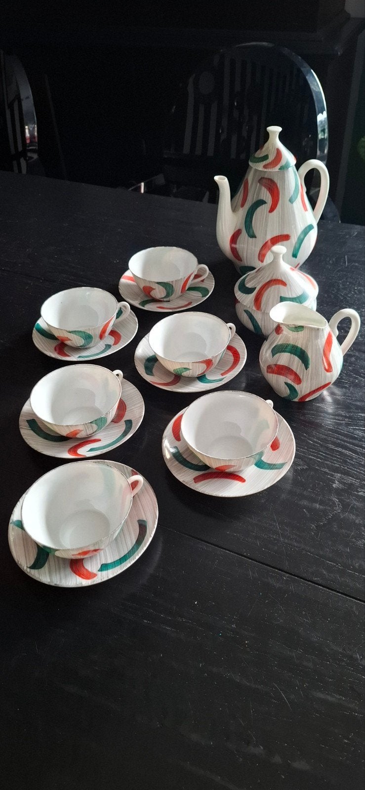 Castro Sargadelos handbeschilderde koffieset, Ophalen of Verzenden, Zo goed als nieuw, Porselein, Kop en/of schotel