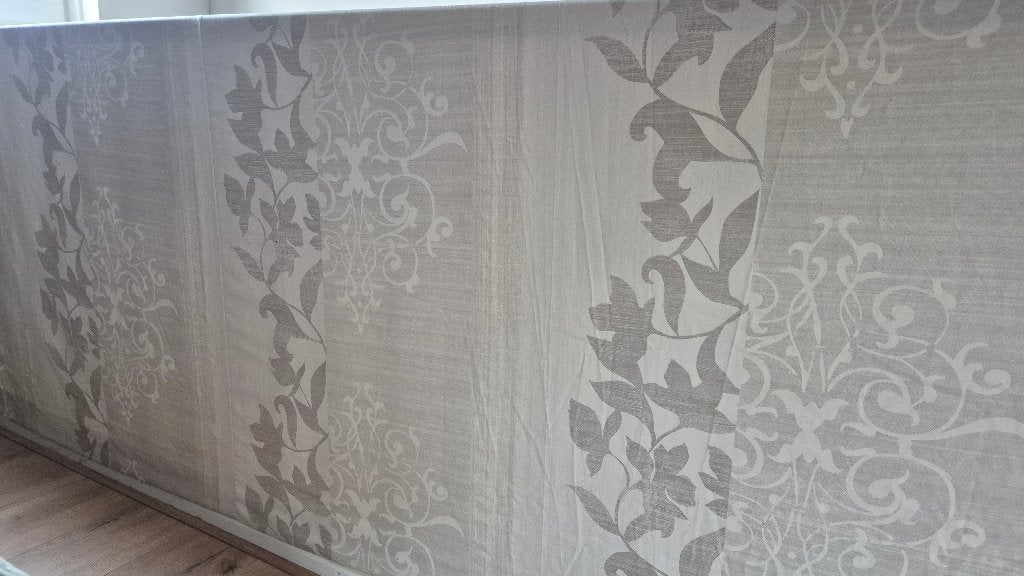 Overgordijnen grijs/beige met bloemenpatroon – 3,80 x 2,60 m, 380 cm, Overgordijn, Kwantum, Beige