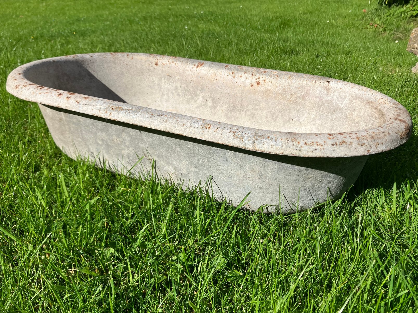 Oude TROG ijzer voederbak VOGELBAD landelijk tuindecoratie, Tuin en Terras, Ophalen, Gebruikt, Minder dan 30 cm, Rond