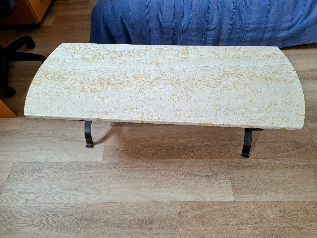 Travertin salontafel, Ophalen, Gebruikt, 100 tot 150 cm, Vintage