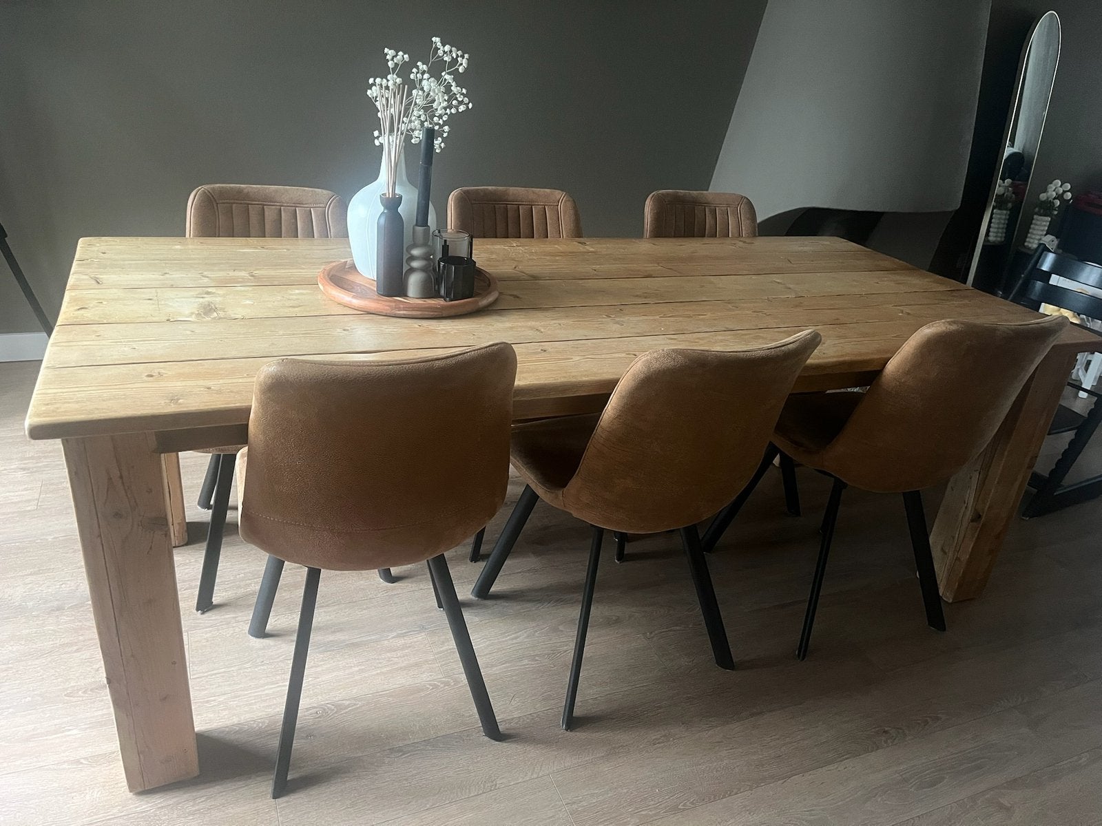 Mooie houten eetkamertafel - 220x97,5 cm, Huis en Inrichting, Ophalen, Gebruikt, 200 cm of meer, 50 tot 100 cm