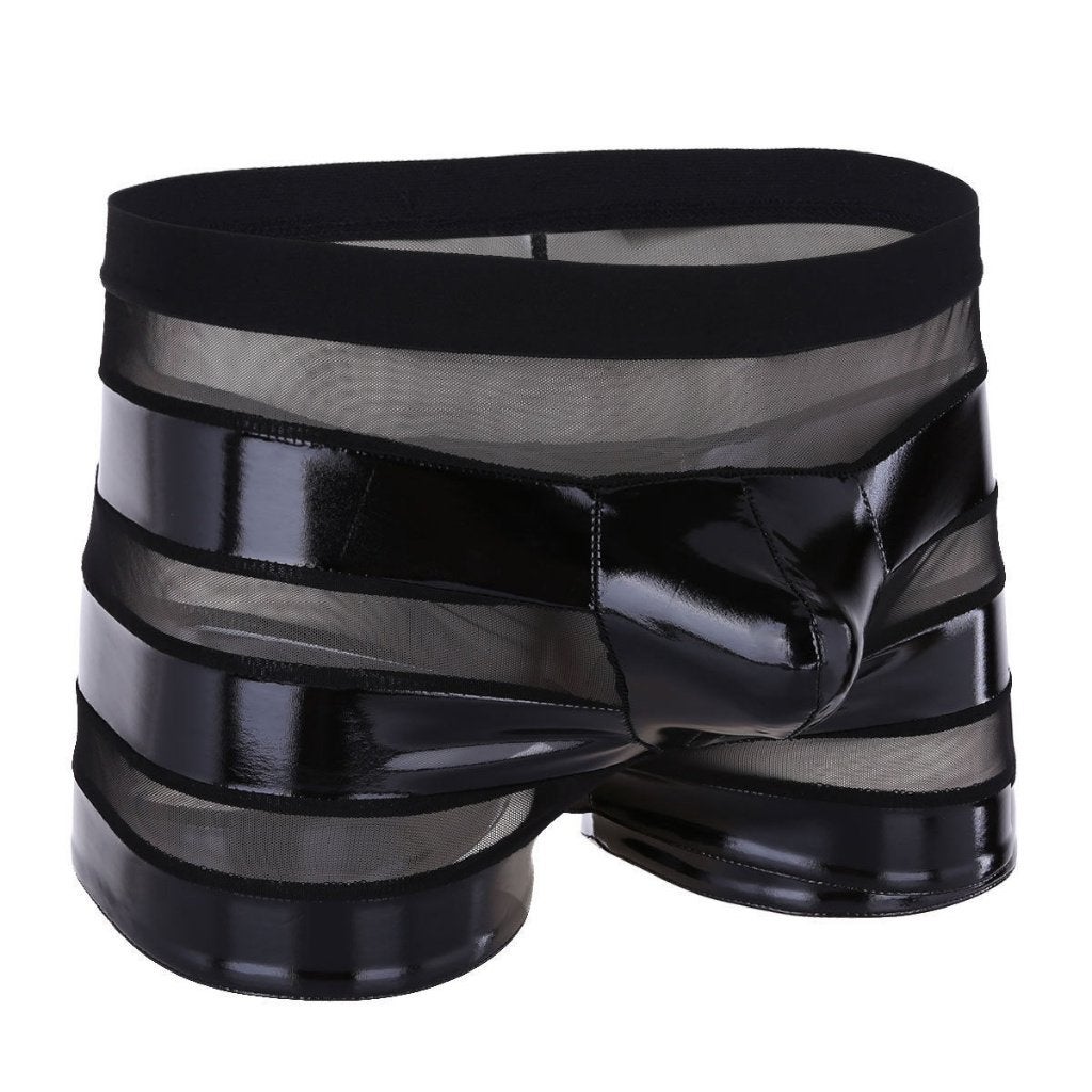 Zwarte heren leren mesh boxer, Verzenden, Zwart, Boxer