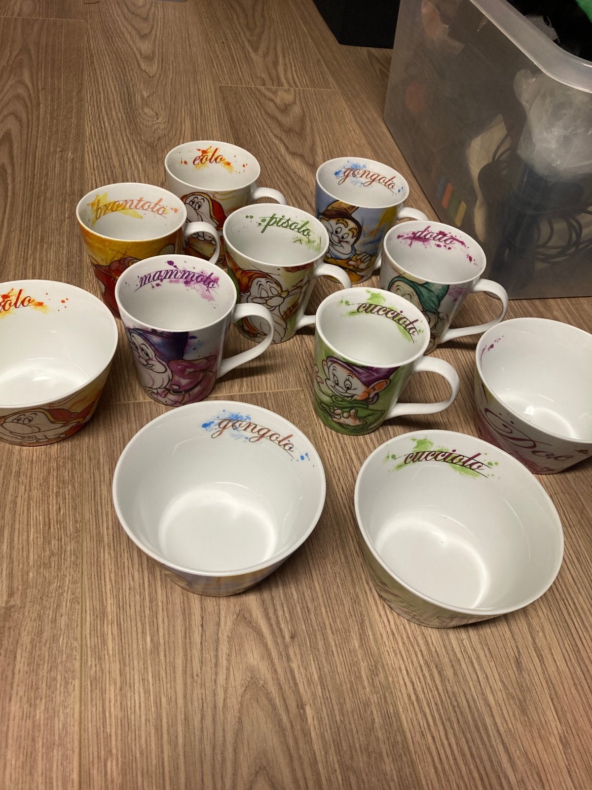 Disney 7 dwergen mokken en schalen, Ophalen