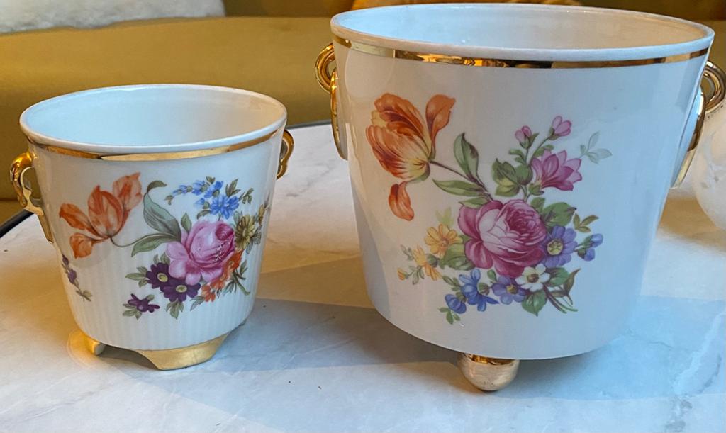 Vintage porseleinen bloempotten, Antiek en Kunst, Antiek | Porselein, Ophalen of Verzenden