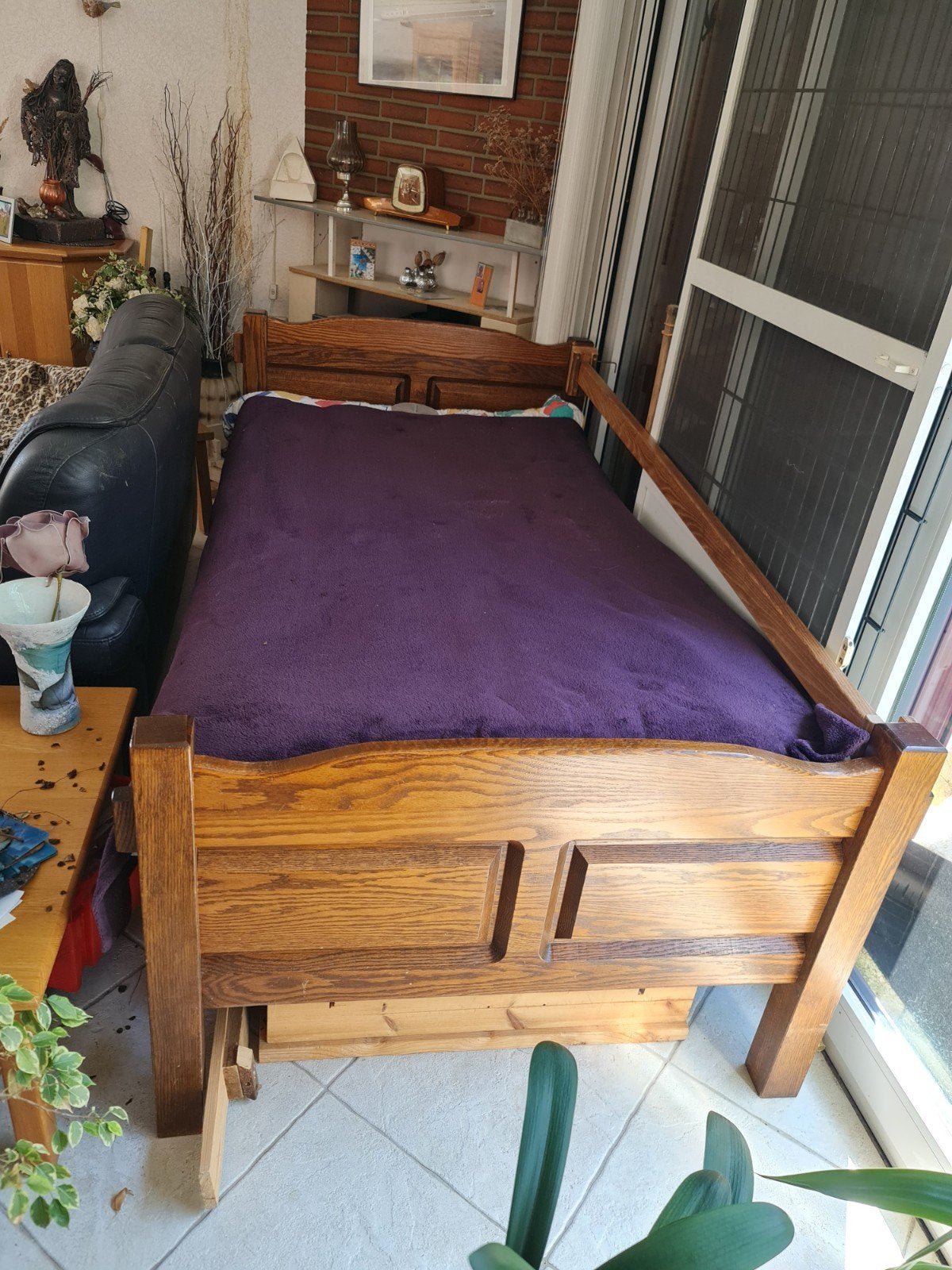 hoog laag bed, Ophalen, Overige materialen, Eenpersoons, Beige