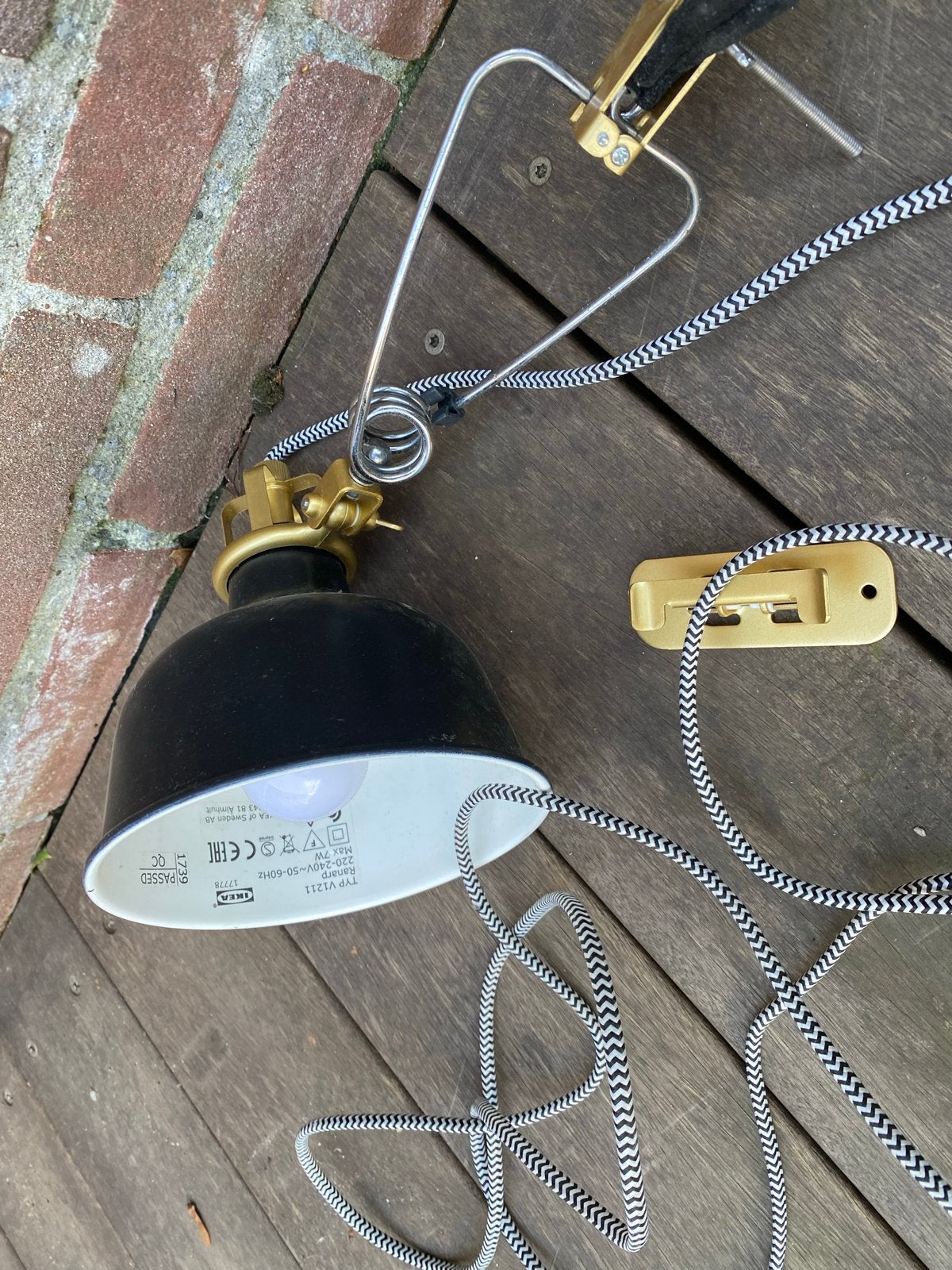 IKEA Ranarp Klemlamp - Zwart/Goud, Ophalen, Led-lamp, Gebruikt, E14 (klein)