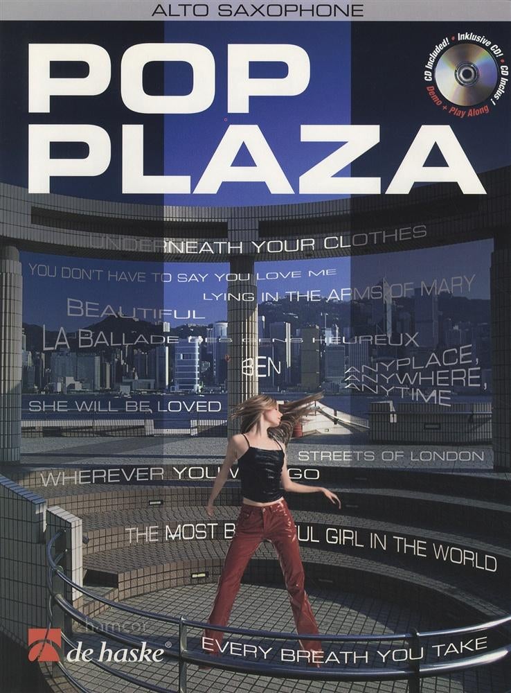 altsaxofoon level medium-Pop Plaza  +cd-LEUK! netjes, Gebruikt, Saxofoon, Ophalen of Verzenden, Thema