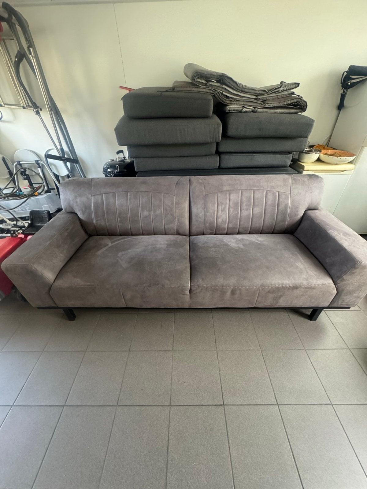 3-zits bank Imperial microleder antraciet, Huis en Inrichting, Banken | Bankstellen, Gebruikt, Tweepersoons, 75 tot 100 cm, Ophalen of Verzenden