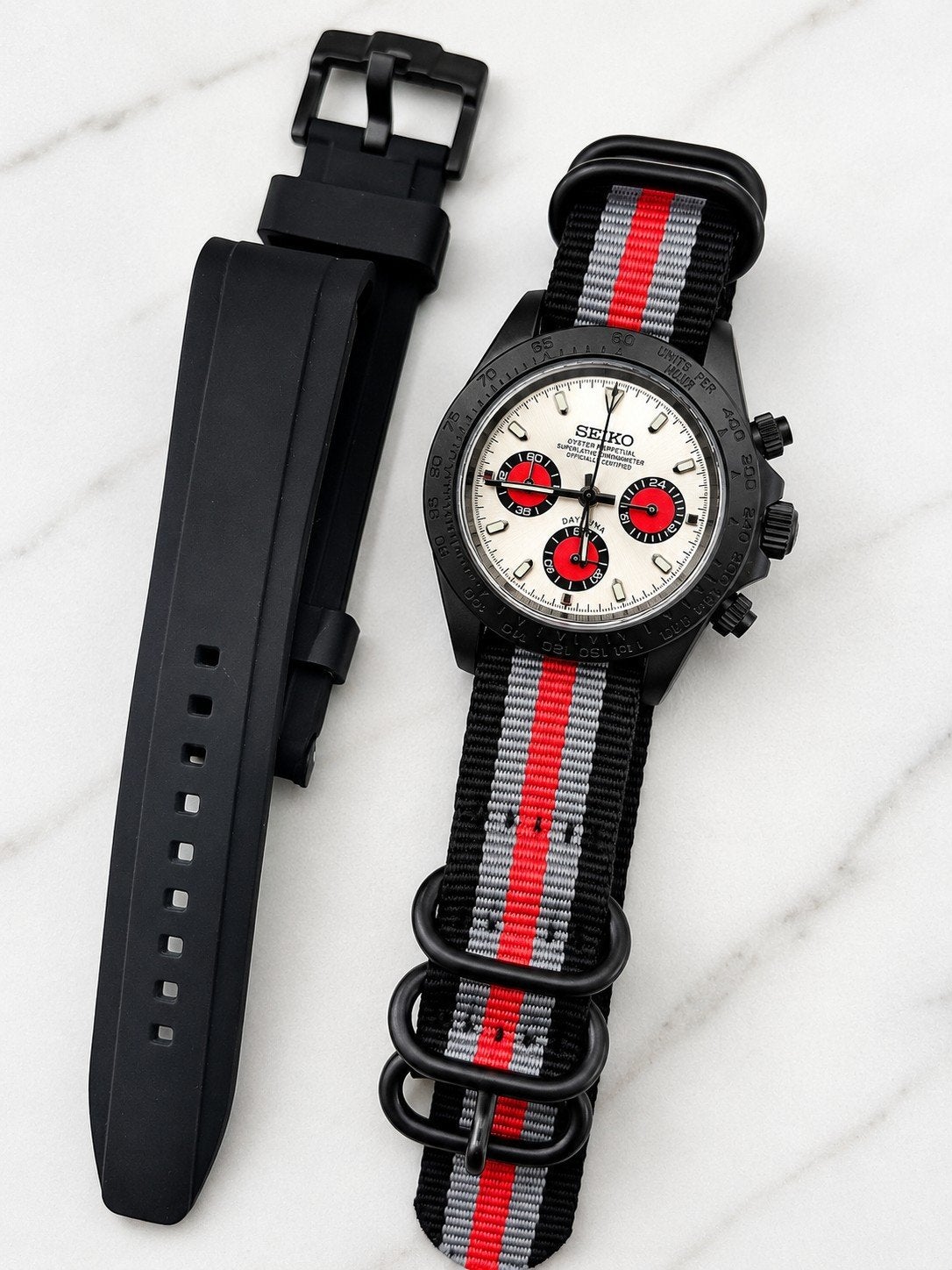 Seiko Chronograaf Polshorloge met NATO en Rubberen Band, Ophalen of Verzenden