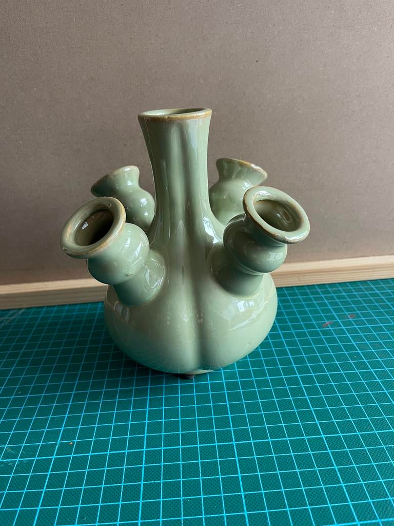 Tulpen vase, Huis en Inrichting, Woonaccessoires | Vazen, Ophalen of Verzenden, Zo goed als nieuw, Groen, Glas