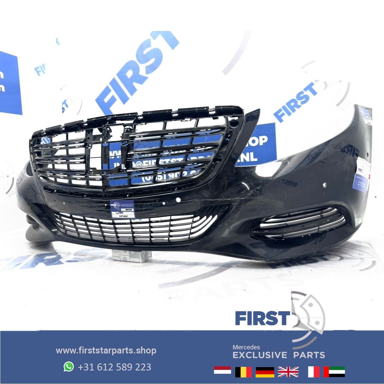 W222 BUMPER S KLASSE VOORBUMPER ZWART WIT GRIJS FACELIFT ori, Gebruikt, -, Voor, Ophalen of Verzenden