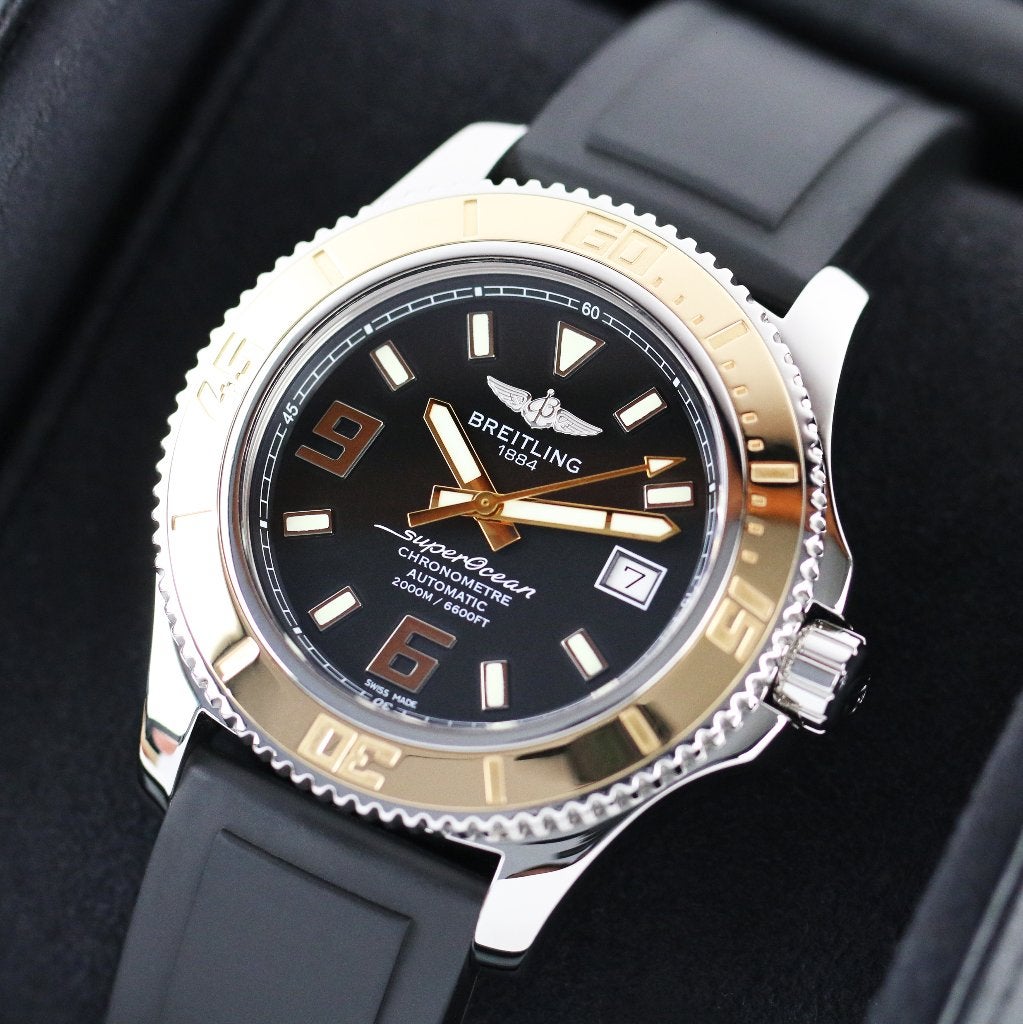 Breitling Superocean Rose Gold 44 (Zeer goed/ 2015), Staal, Staal, Breitling, Polshorloge