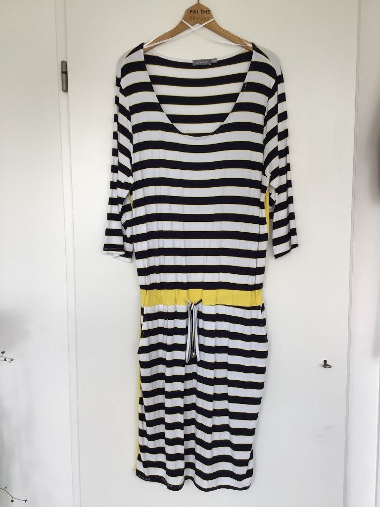 Geisha Jurk XXL tricot geel blauw, Blauw, Maat 46/48 (XL) of groter, Ophalen of Verzenden, Zo goed als nieuw