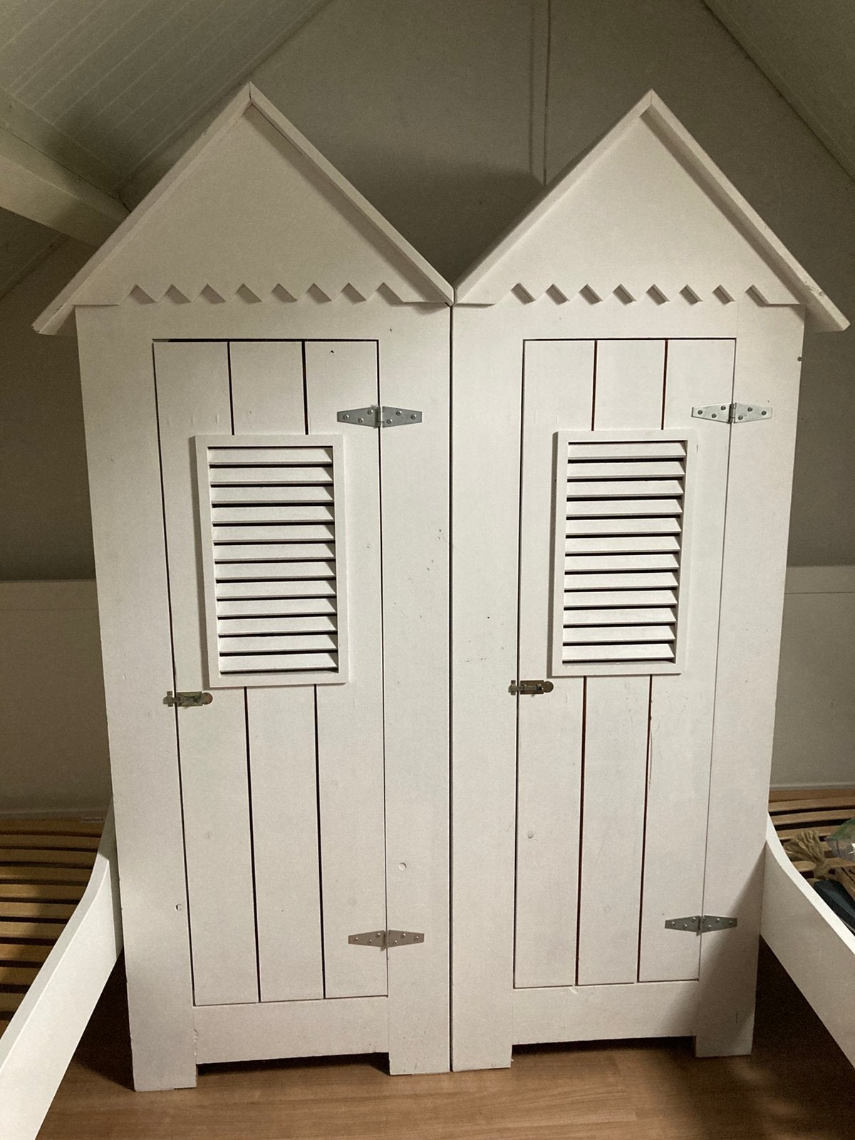 2x Strandhuis kast huisjeskast wit hout kinderkamer, Ophalen, Kast, 50 tot 70 cm, 105 cm of meer