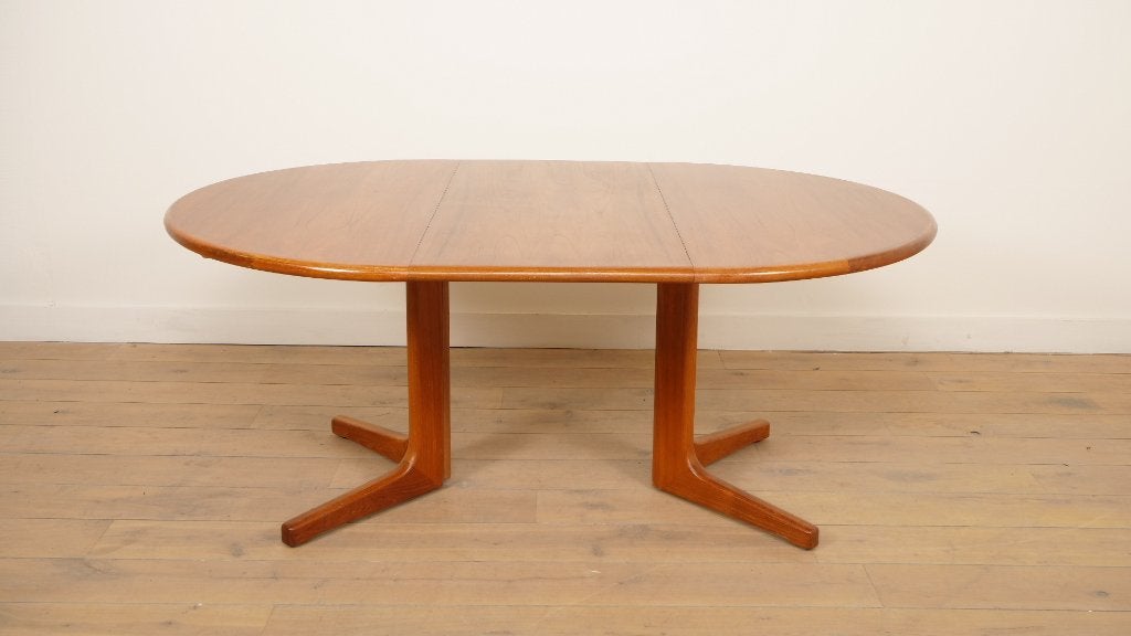 Vintage ronde eettafel | uitschuifbaar | teak | 121- 173 cm, Huis en Inrichting, Tafels | Eettafels, 100 tot 150 cm, Ophalen of Verzenden