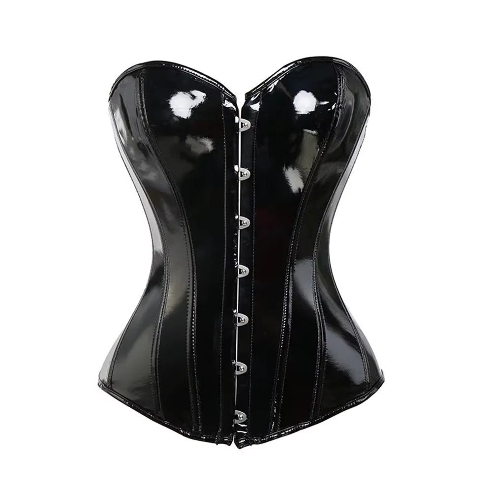 Zwart dames lak korset glanzend glimmend leren wetlook, Verzenden, Zwart, Body of Korset