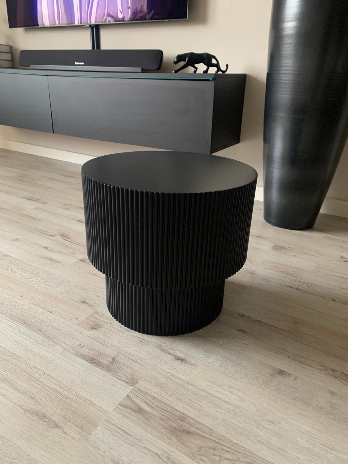 Bijzettafel Rimini Zwart Kwantum, Minder dan 45 cm, Minder dan 55 cm, Rond, Ophalen of Verzenden