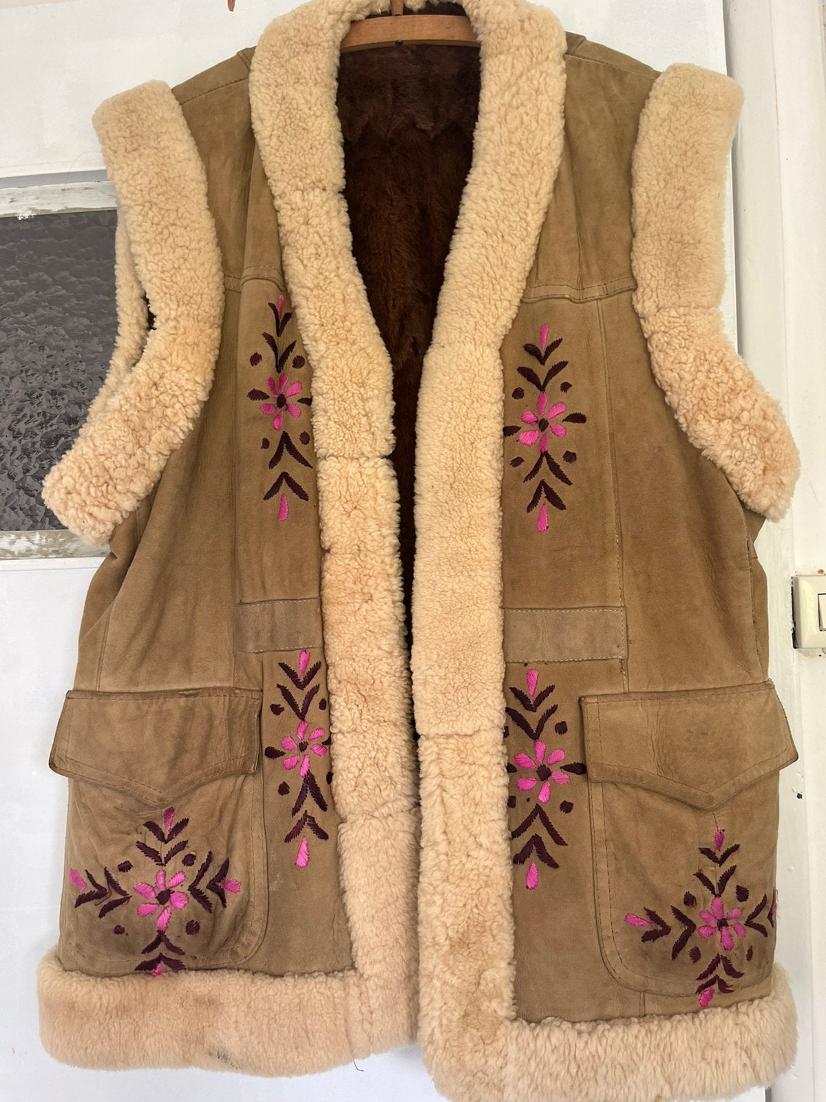 Vintage bodywarmer schapenvacht maat XL/XXL, Ophalen of Verzenden, Gedragen, Maat 46/48 (XL) of groter, Beige