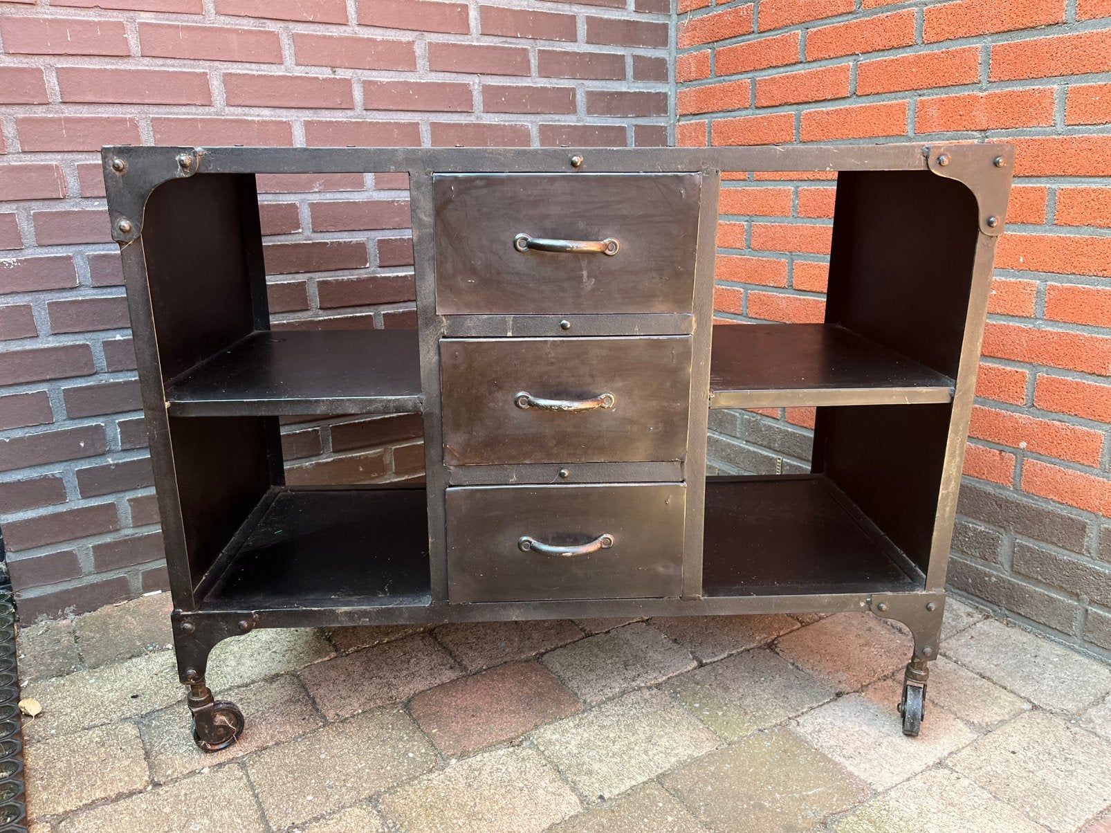 TV-kast zwart staal (90x40x70), Ophalen, Overige materialen, Gebruikt, 50 tot 100 cm