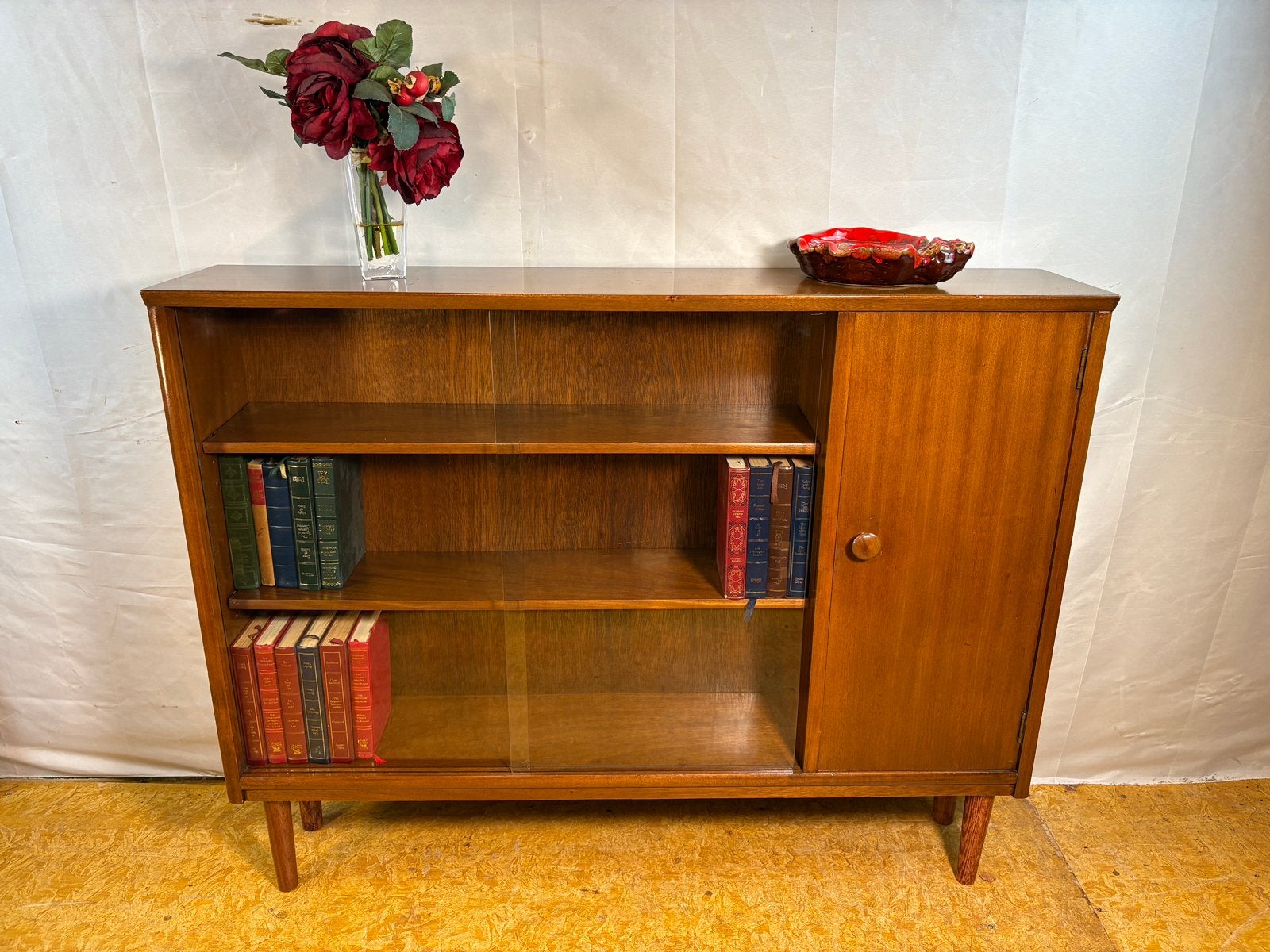 Gratis bezorging! MidCentury Teak Boekenkast Vitrinekast1960, Mid-Century Vintage Retro Teak Boekenkast & Vitrinekast1960, 100 tot 150 cm