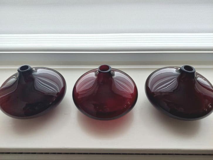 Set van 3Johanna Jelinek salong vaasjes - Dieprood, Ophalen of Verzenden