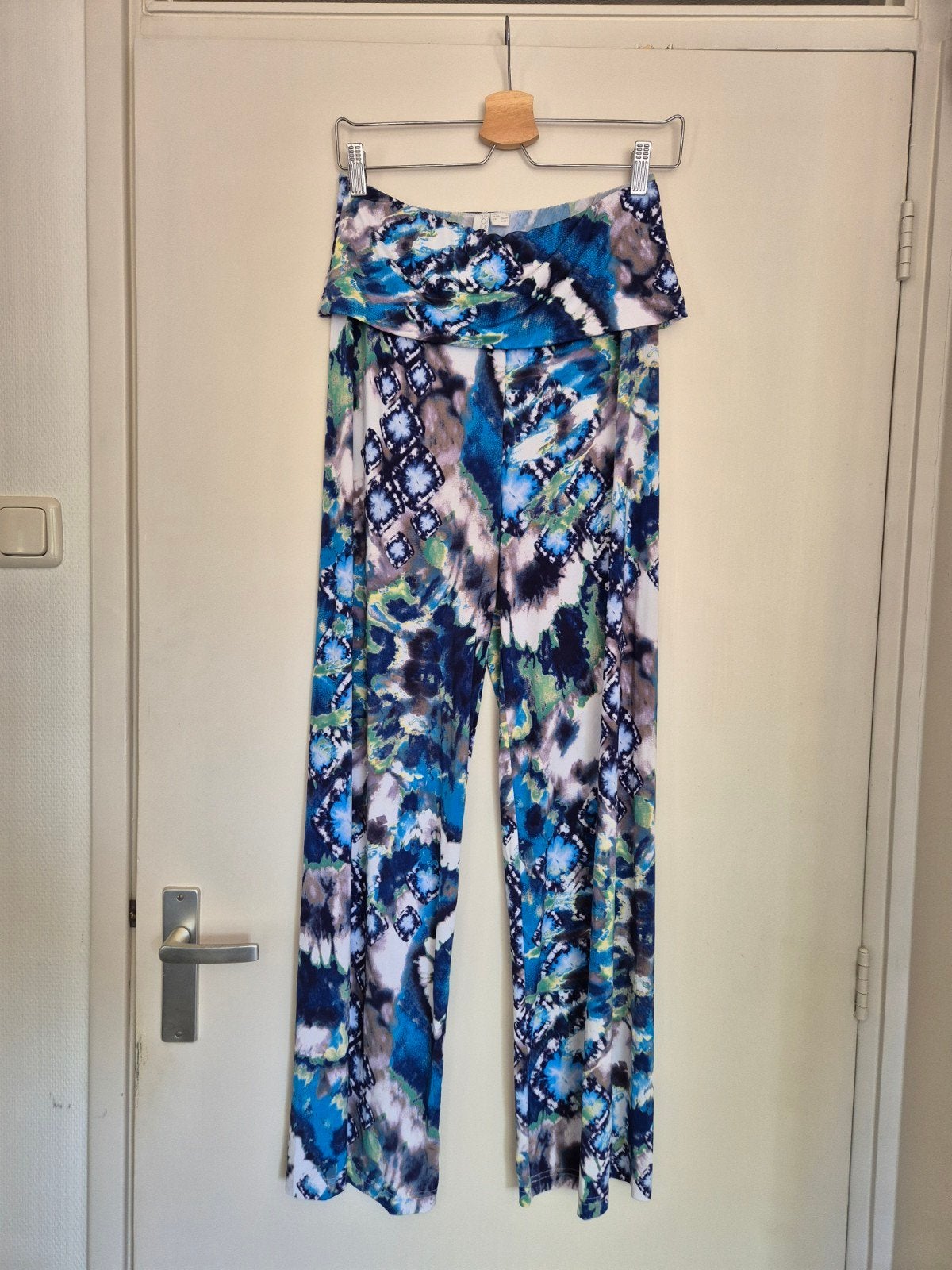 Zomerse travel pants broek wide leg 36 38 s m, Blauw, Ophalen of Verzenden, Zo goed als nieuw, Maat 36 (S)