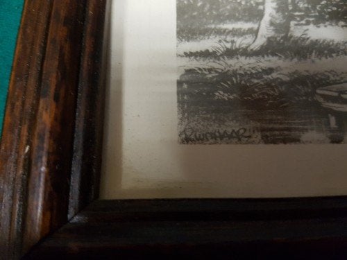Prent Boerderij, Renaar, in donker gekleurde eikenhouten lij, Ophalen of Verzenden, 'T Olde Gre-j, Info@toldegrej.nl, Endepoelstraat 20f Didam