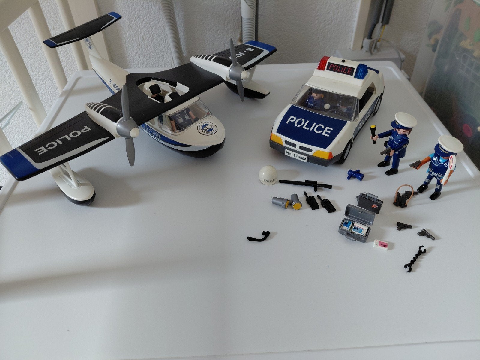 Playmobil Politie Set: Auto, Vliegtuig en Figuren, Ophalen, Gebruikt, Complete set, Voertuig