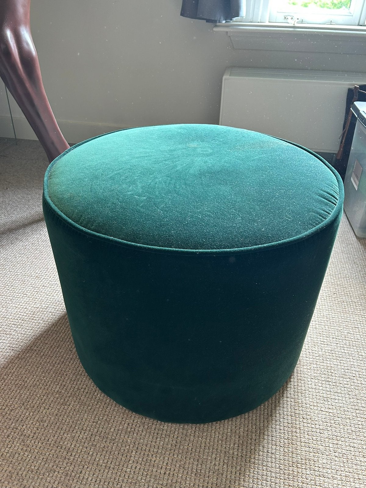 Ikea Grundsjö donkergroene poef fluweel, Ophalen, Gebruikt, Rond, Minder dan 50 cm
