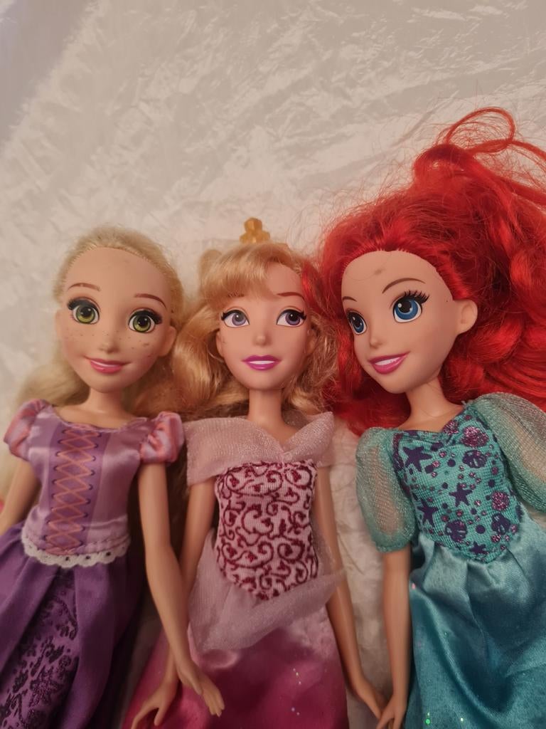 3 Disney Barbie Prinsessen Poppen - Rapunzel, Aurora, Ariël, Ophalen of Verzenden