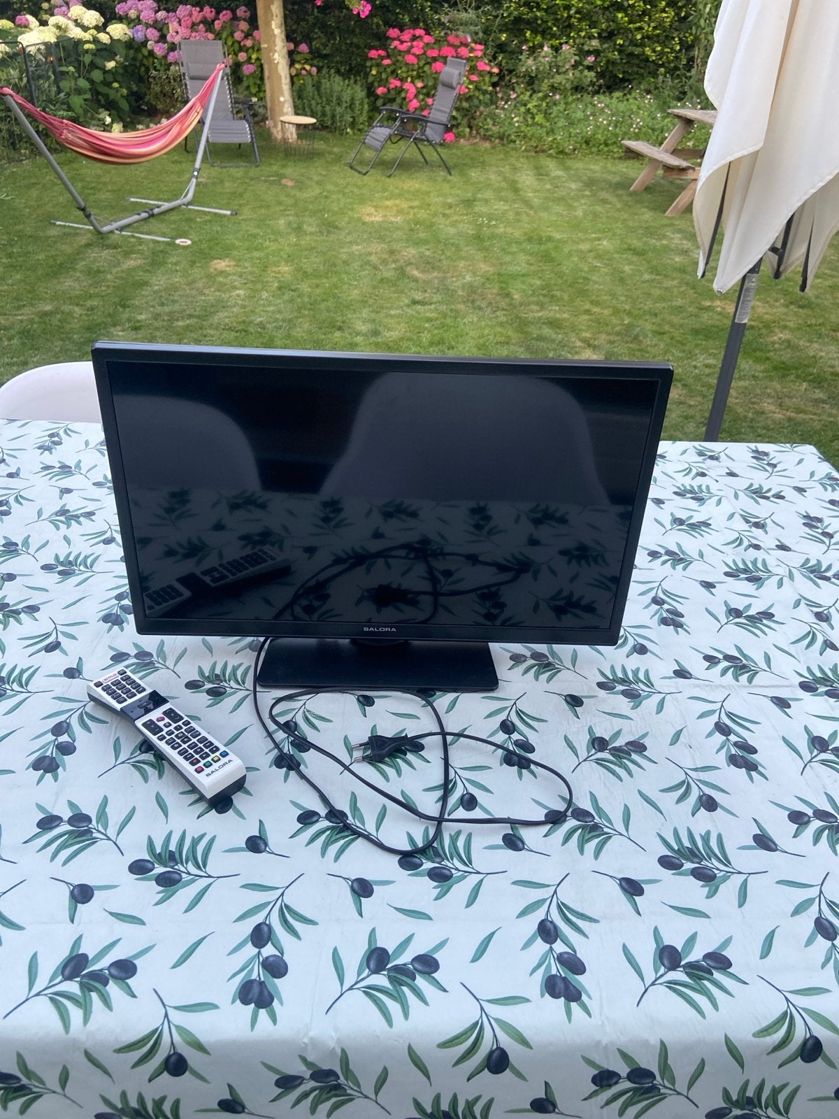 Salora TV met afstandsbediening en houder voor aan de muur, Gebruikt, 50 Hz, 60 tot 80 cm, Ophalen