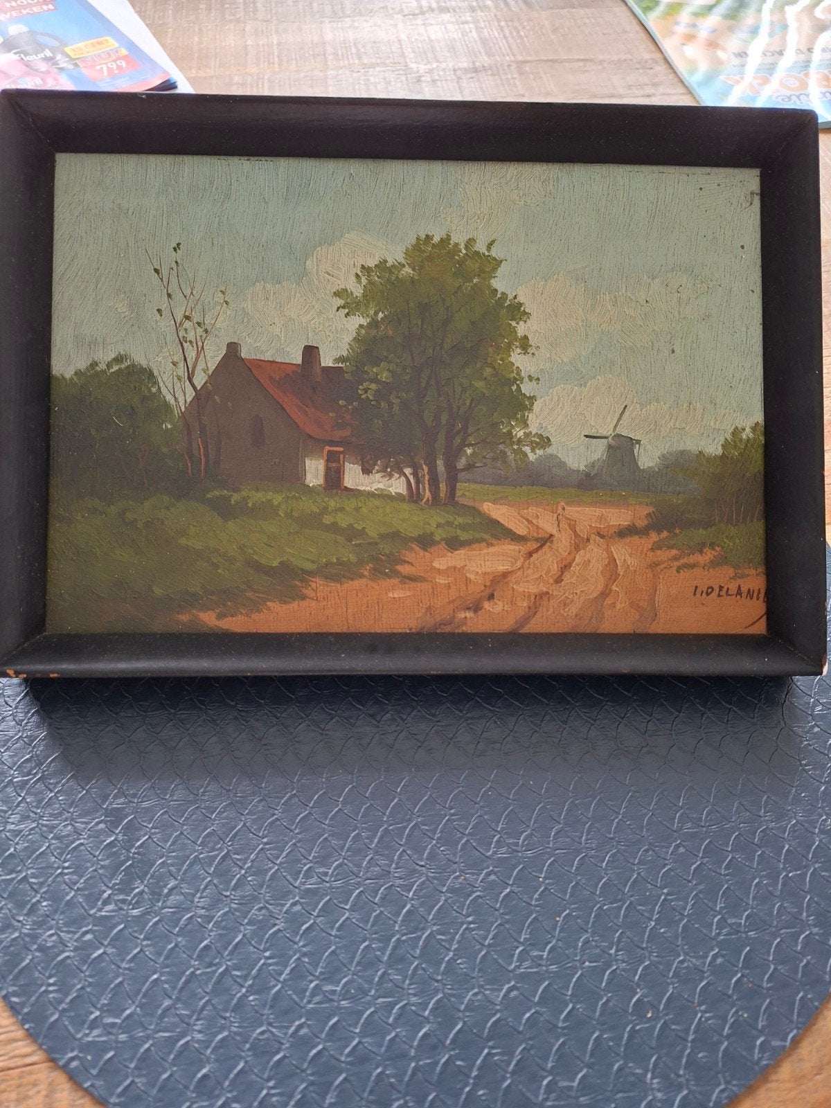 Oud Hollands Landschap Schilderij met Molen en Boerderij, Antiek en Kunst, Ophalen