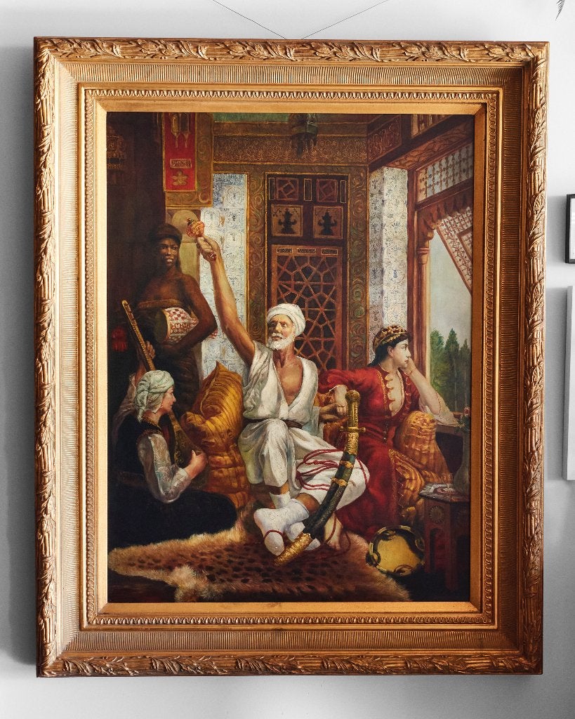 Women and an Old Man in the Harem, Ophalen, Bijzondere lijst, Doek, Portret of Personen
