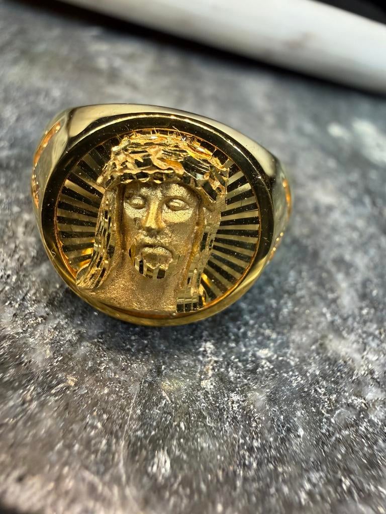 21k prachtige jesus ring, Ophalen of Verzenden, Zilver, Dame of Heer