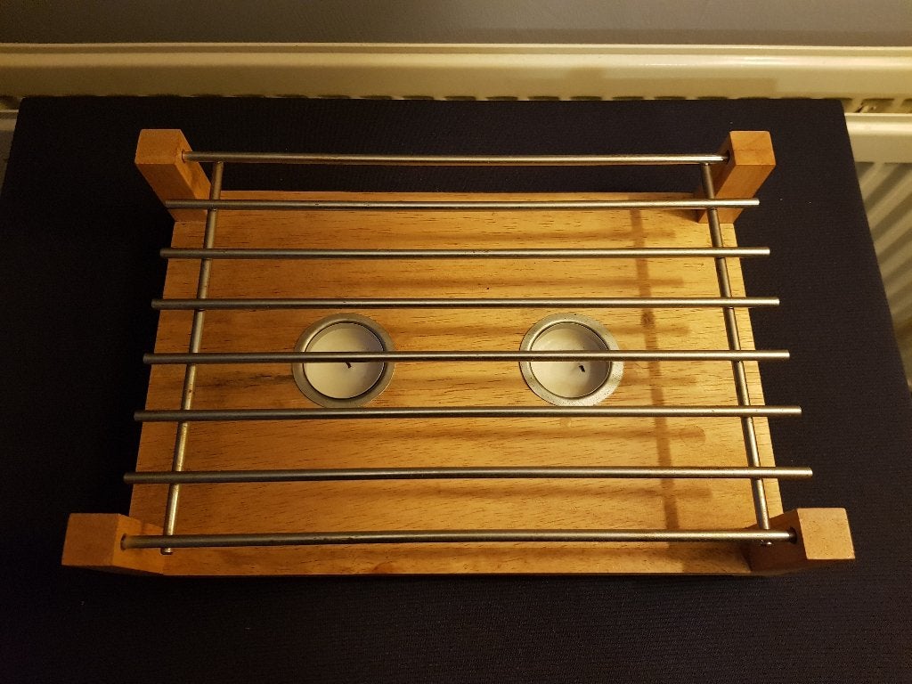 Houten rechaud met 2 waxinelichtjes, Overige typen, Ophalen of Verzenden, Gebruikt
